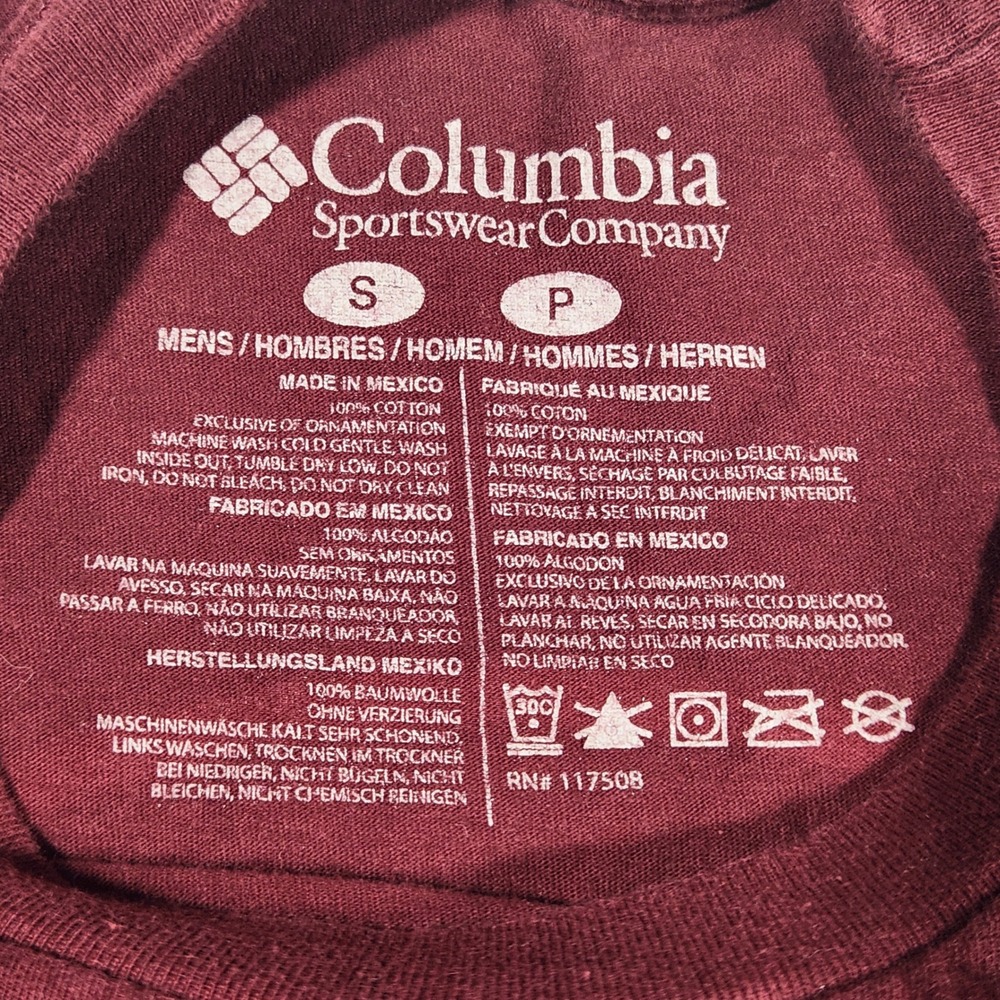Columbia‎ PFG Mens Small Maroon Bass Graphic Performance Fishing Gear T-Shirt - Picture 4 of 8